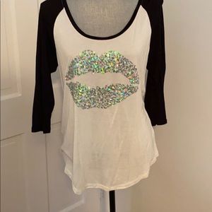 Juicy Couture Baseball Tee with Sequin Lips
